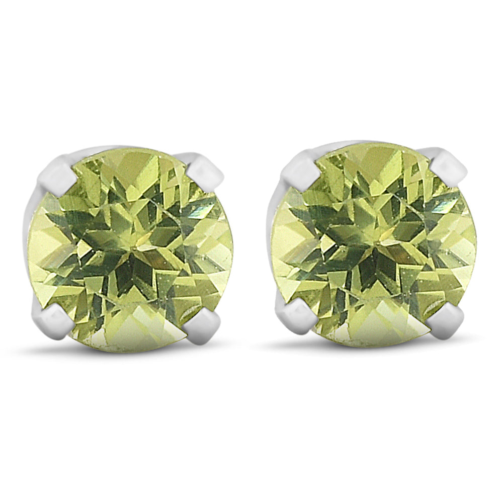 Peridot Studs 14K White Gold 4mm 1/2 CT