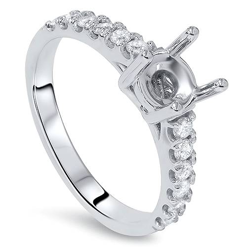 1/2ct SI Diamond Engagement Ring Mount 14K White Gold