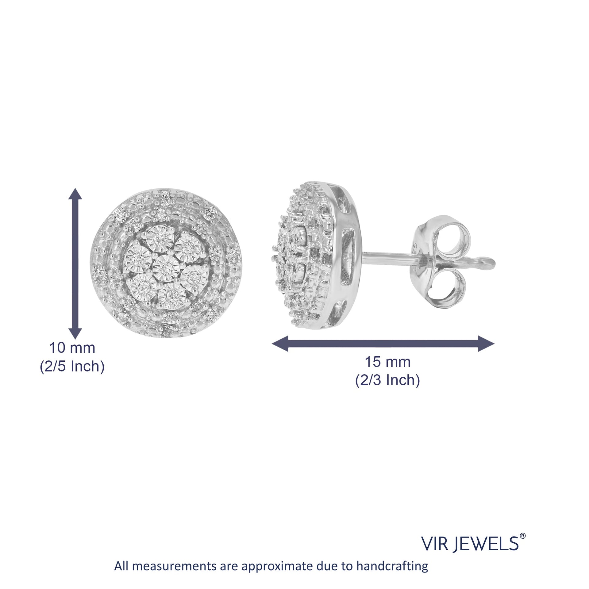 1/6 cttw Round Lab Grown Diamond Stud Earrings Crafted in .925 Sterling Silver Prong Set