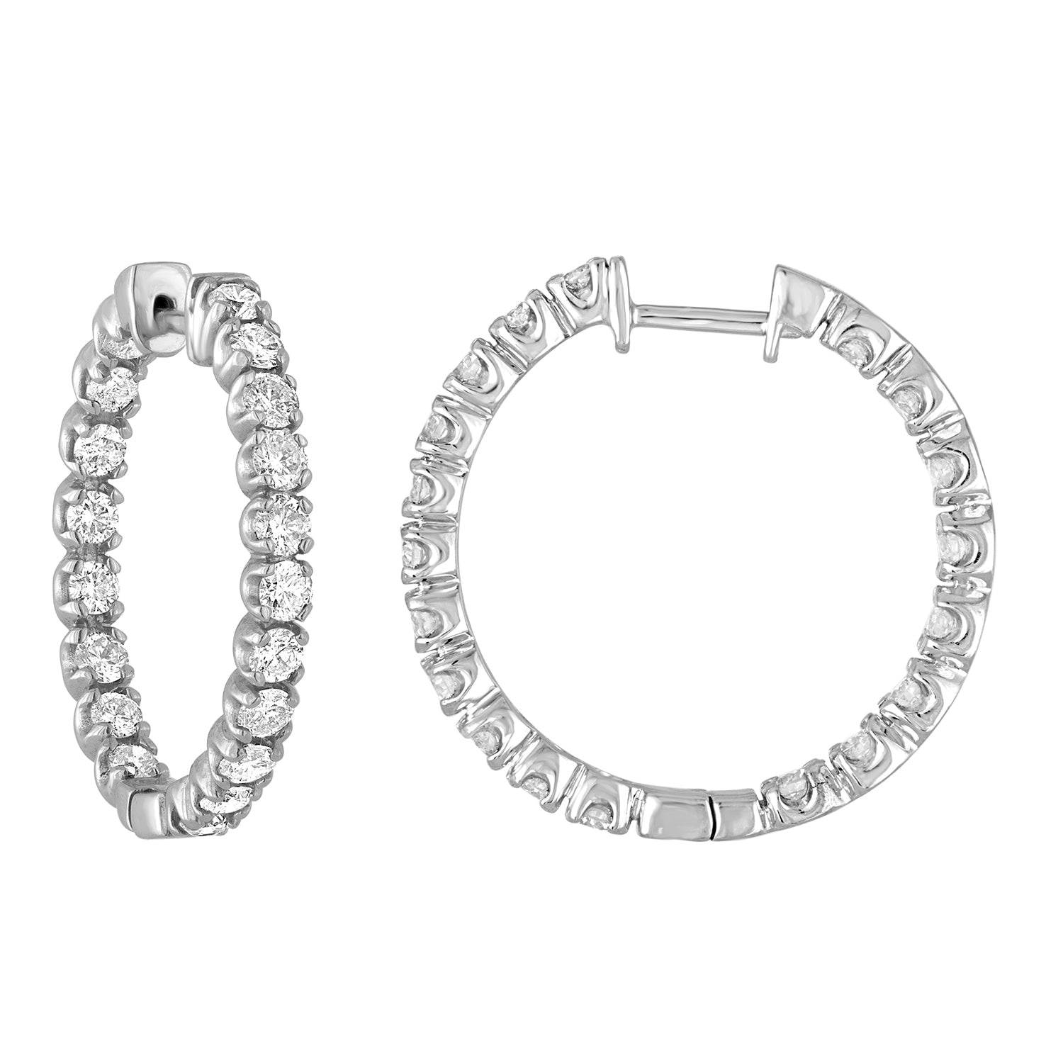 3 cttw SI1-SI2 IGI Certified Diamond Inside Out Hoop Earrings 14K White Gold