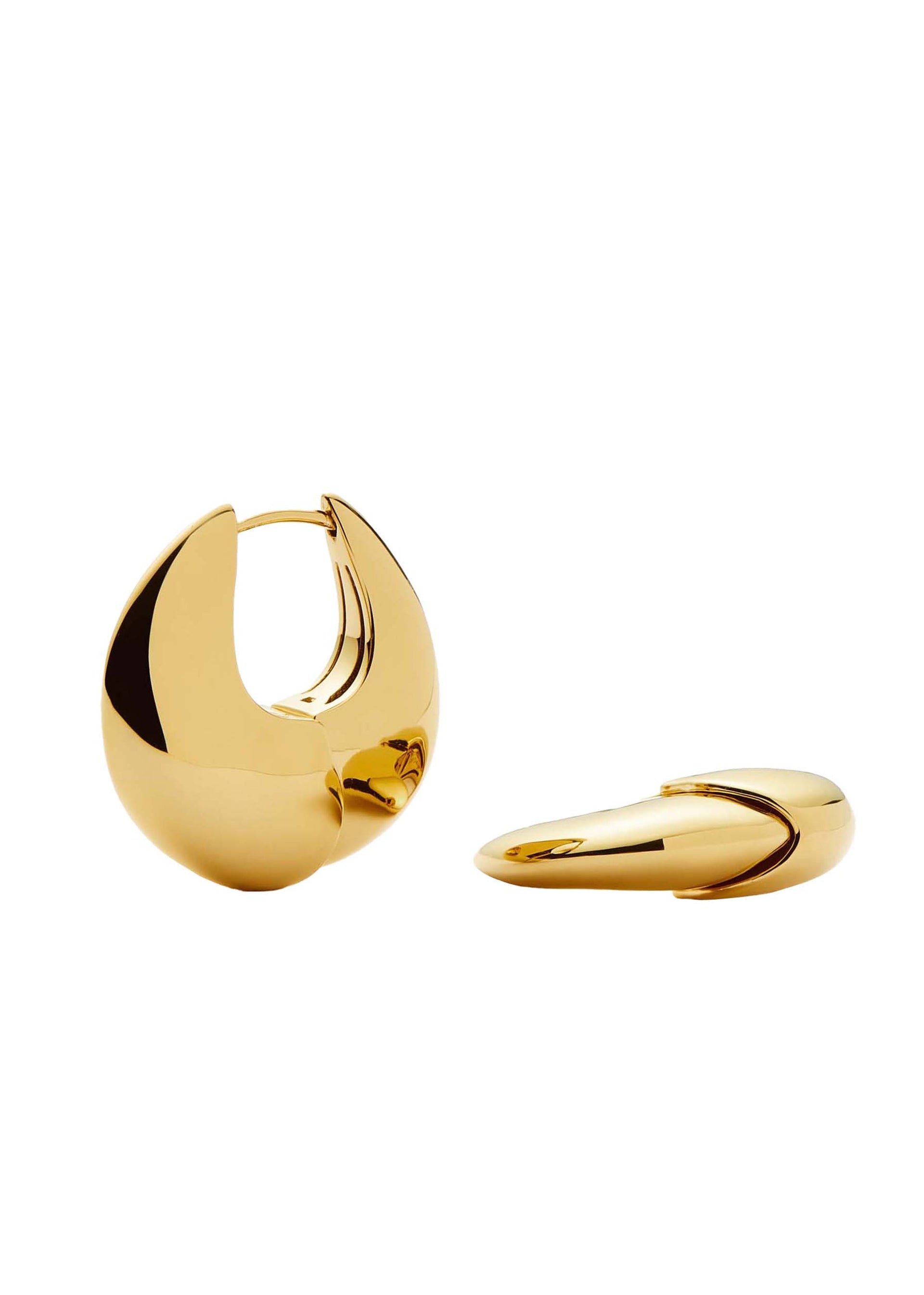 Sculptural small pebble 18kt gold-plated hoop earrings