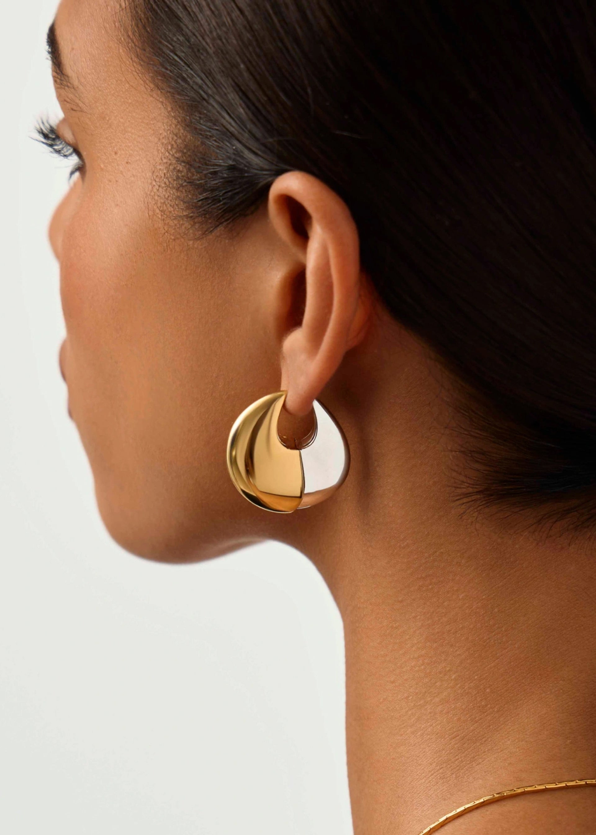 Sculptural pebble large hoop earrings