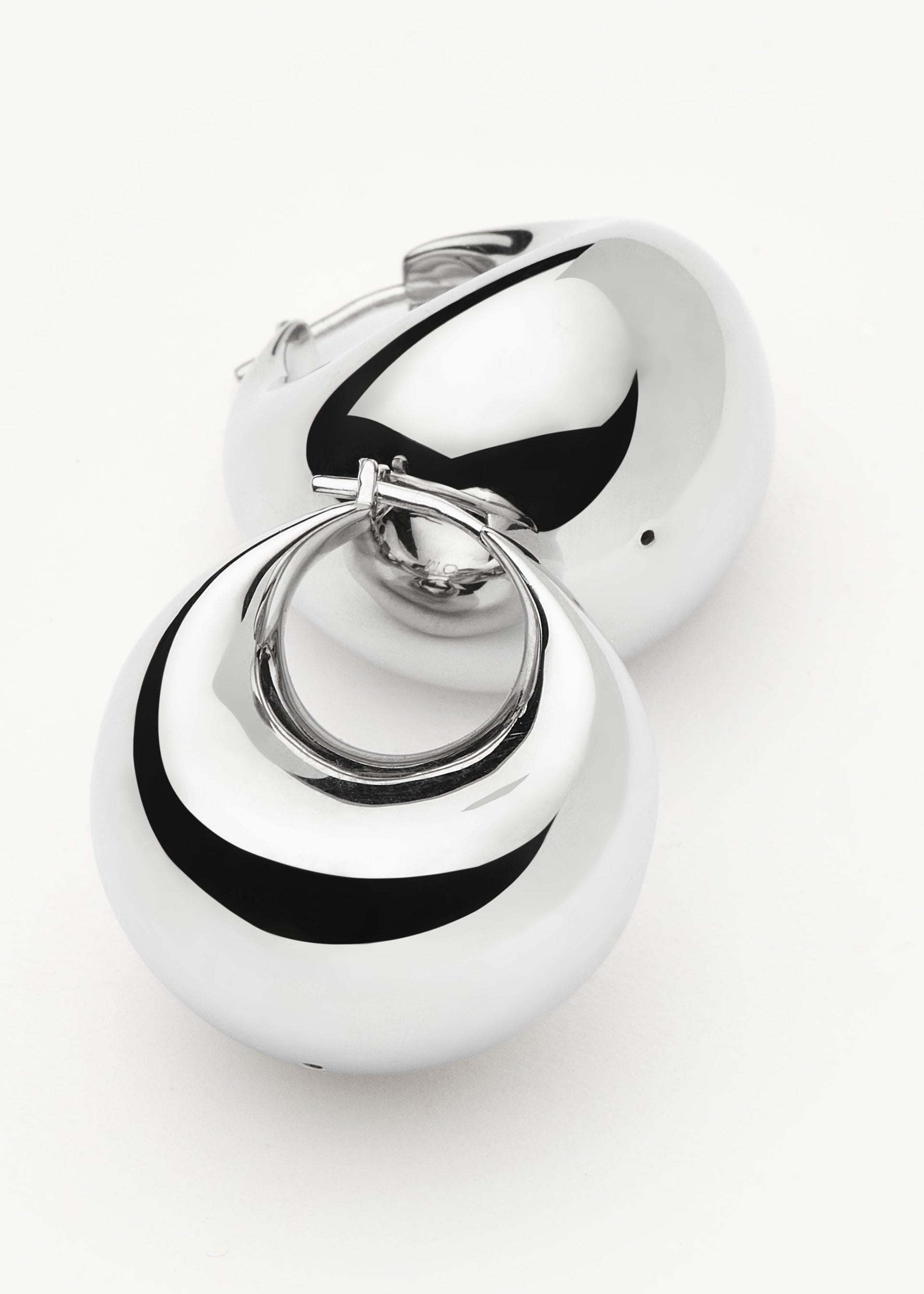 Sculptural large silver-plated hoop earrings