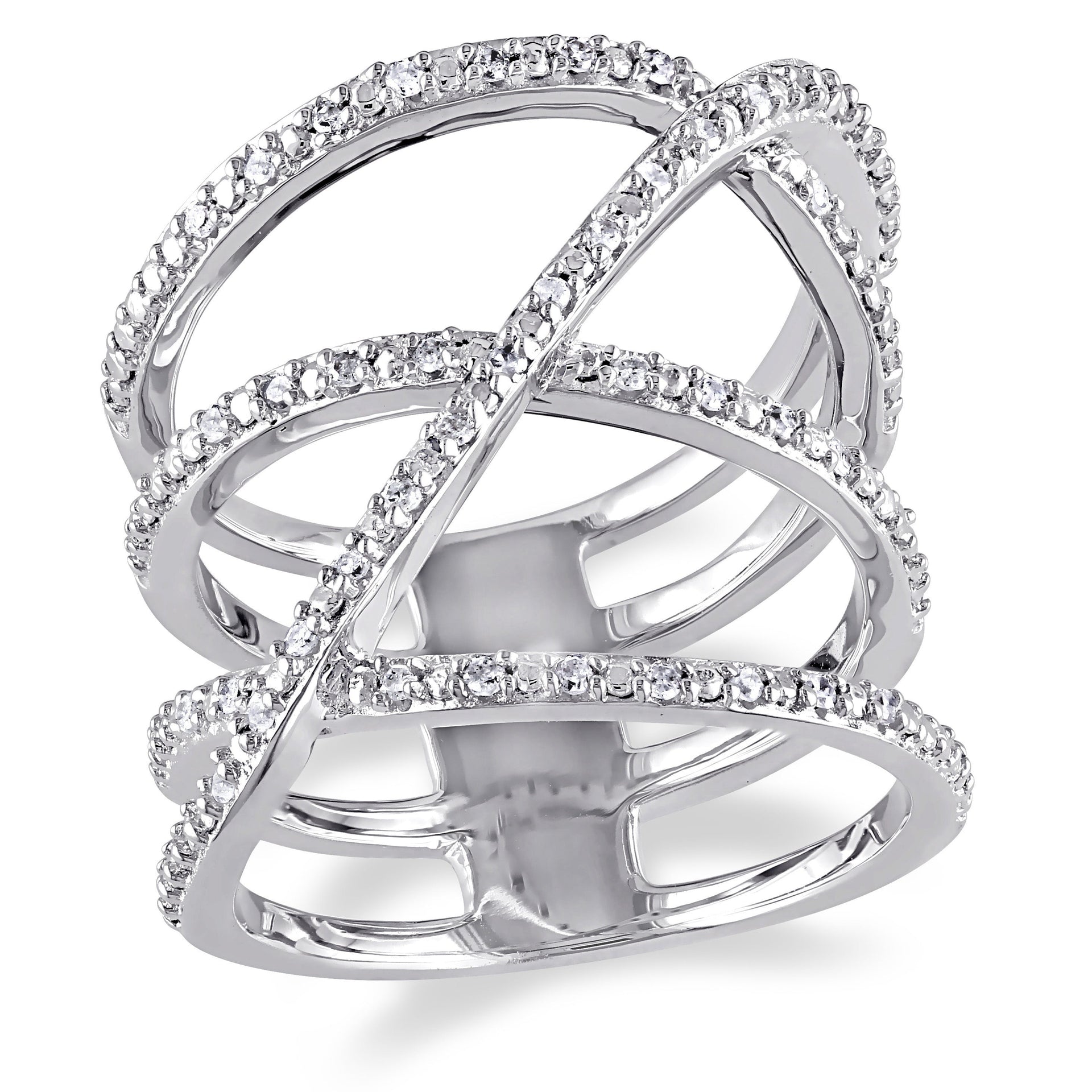 1/5ct TW Diamond Crossover Ring in Sterling Silver