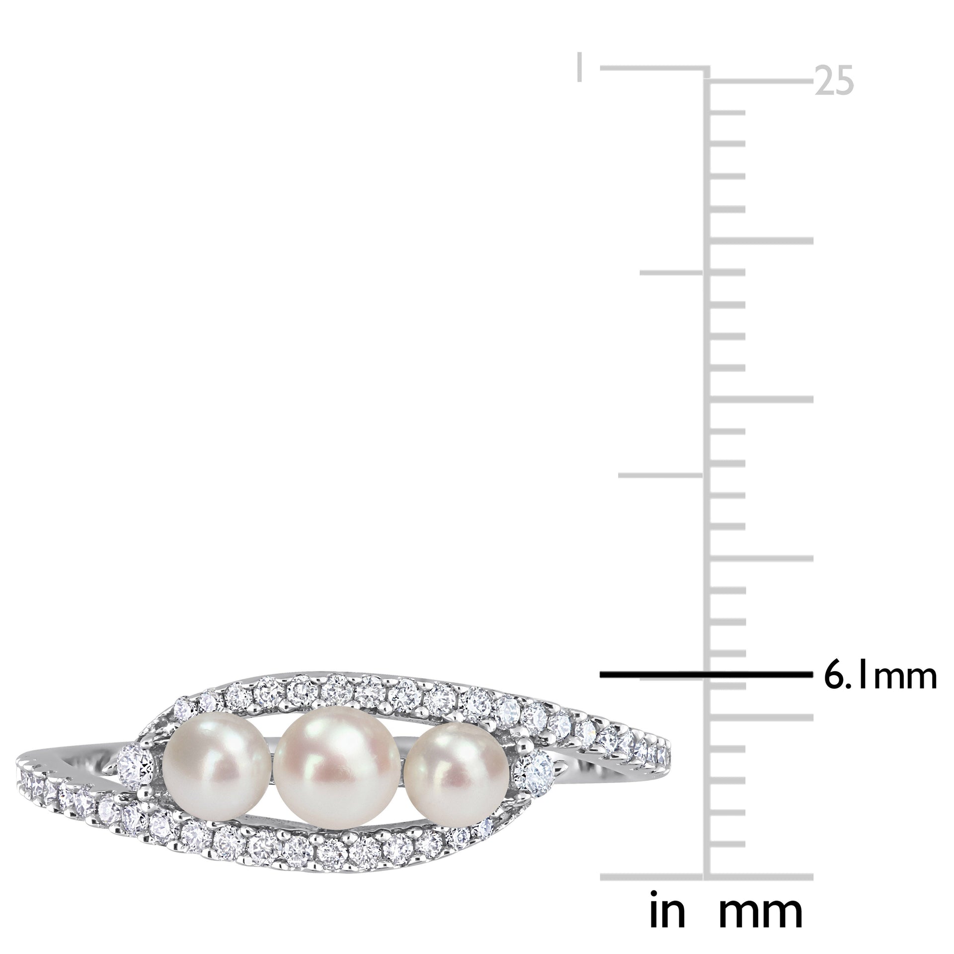 Cultured Freshwater Pearl and 1/5 CT TDW Diamond Bypass Ring in 14k White Gold