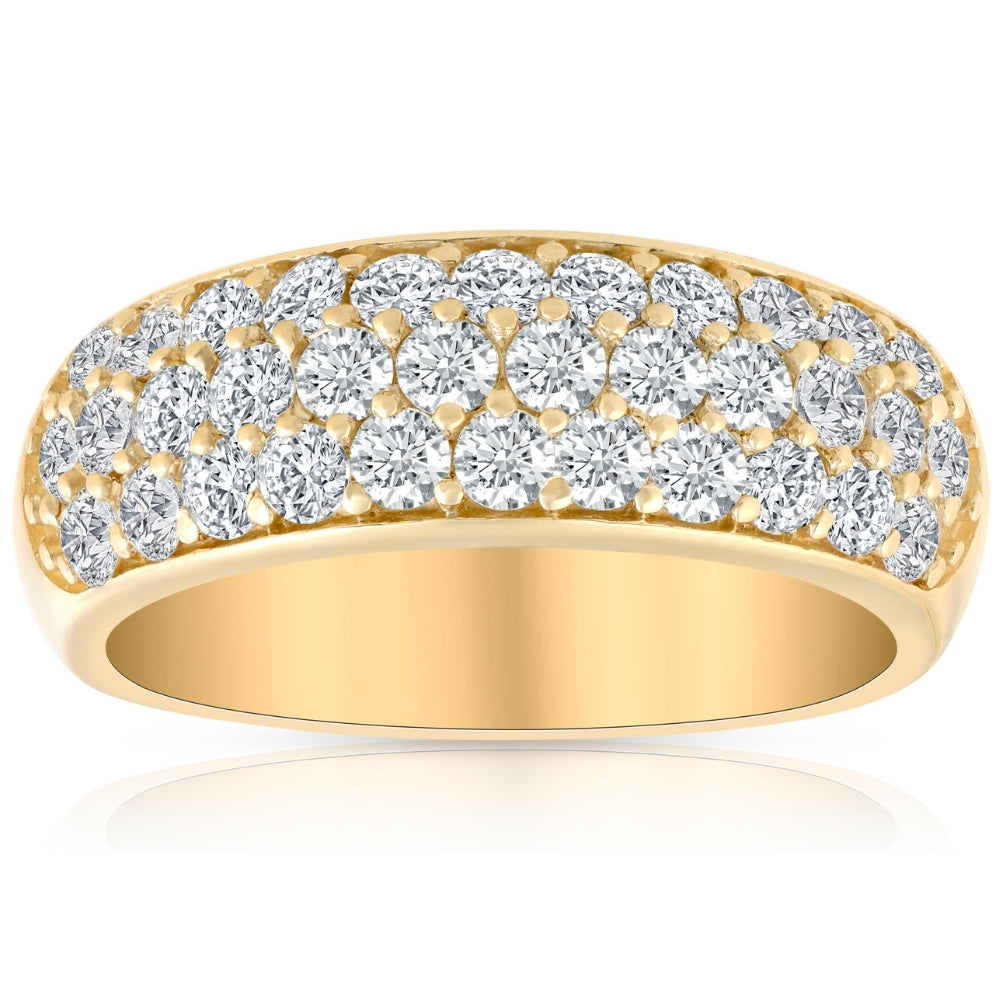 1 3/4 ct Pave Diamond Lab Grown Wedding Anniversary Ring 14k Yellow Gold