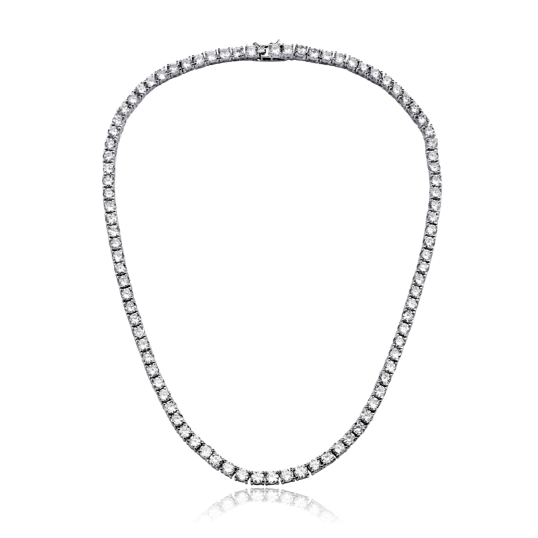 White Gold Plated Cubic Zirconia 3mm Tennis Necklace
