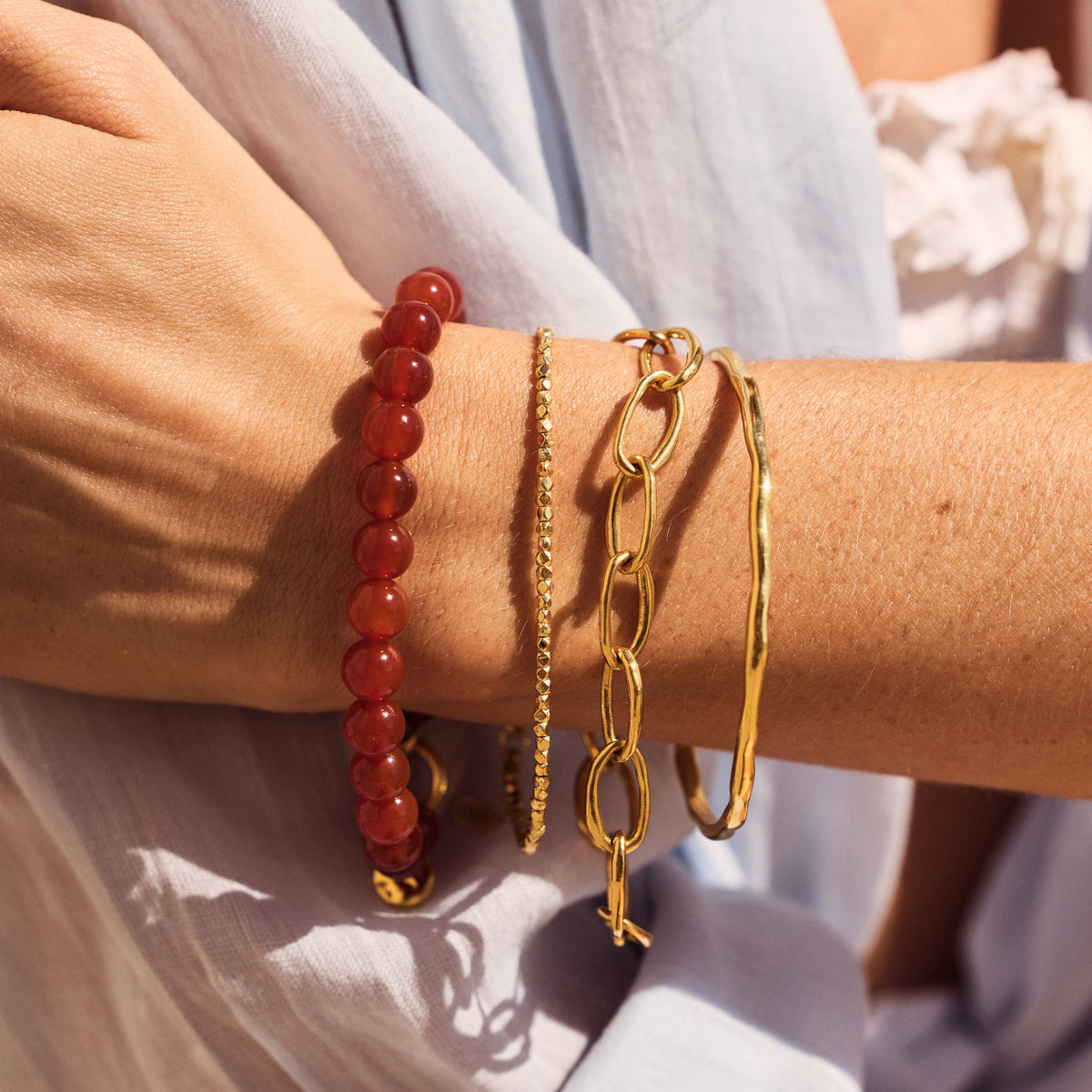 Alba Red Onyx Beaded Bracelet