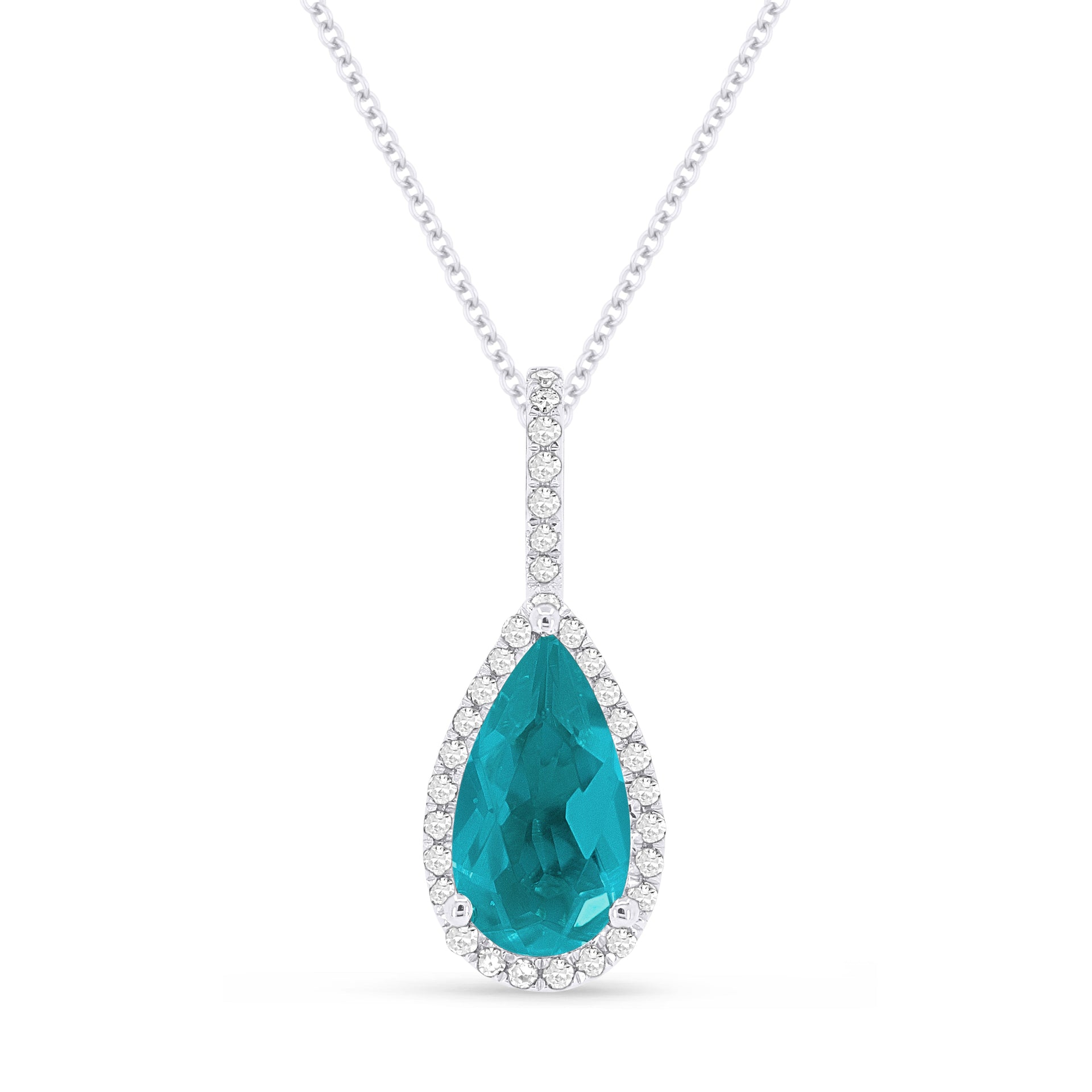 1.56ct Tourmaline Paraiba 16' pendant Necklace In 14K White Gold