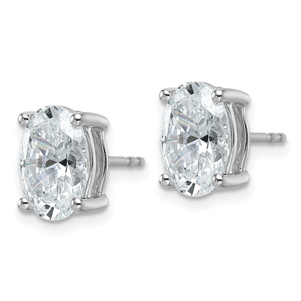 14k White Gold 4 CT Oval Lab Grown Diamond Stud Earrings VS Clarity D-E Color