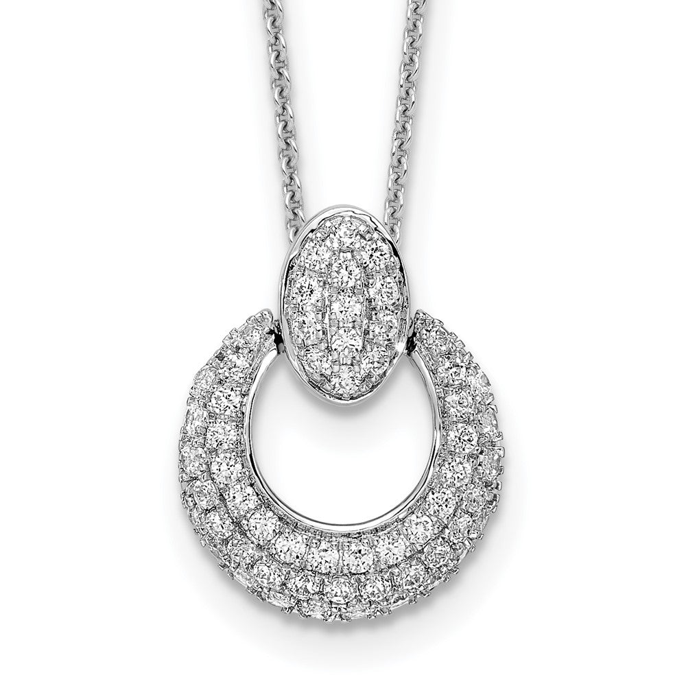 14K White Gold 5/8 CT Lab Grown Diamond Fancy Circle Necklace 18' Clarity VS Color D-E