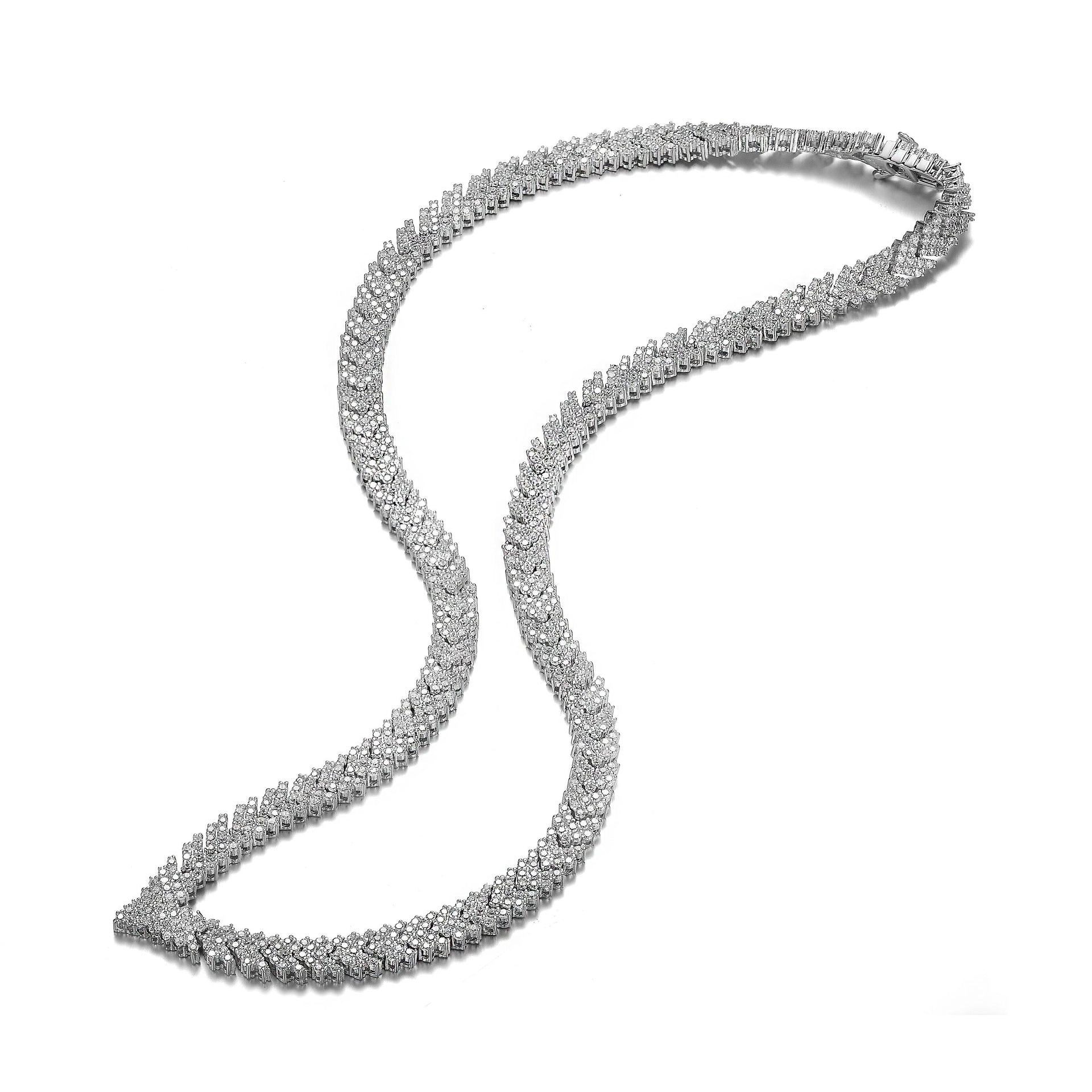 Sterling Silver Cubic Zirconia Cluster Arrow Head Style Necklace