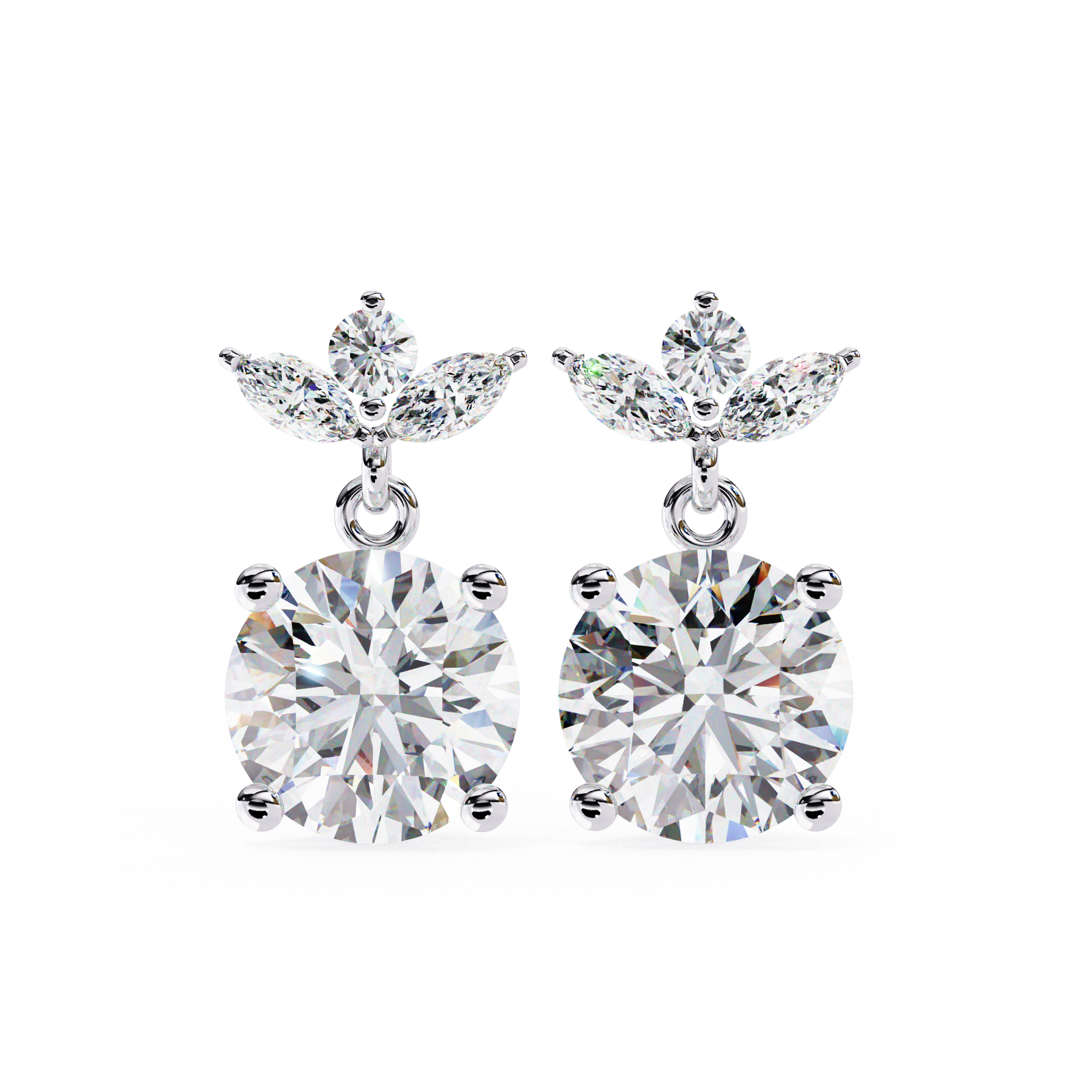 Marquise-Cut Lab-grown Diamond Vintage Drop Earrings in 10K White Gold