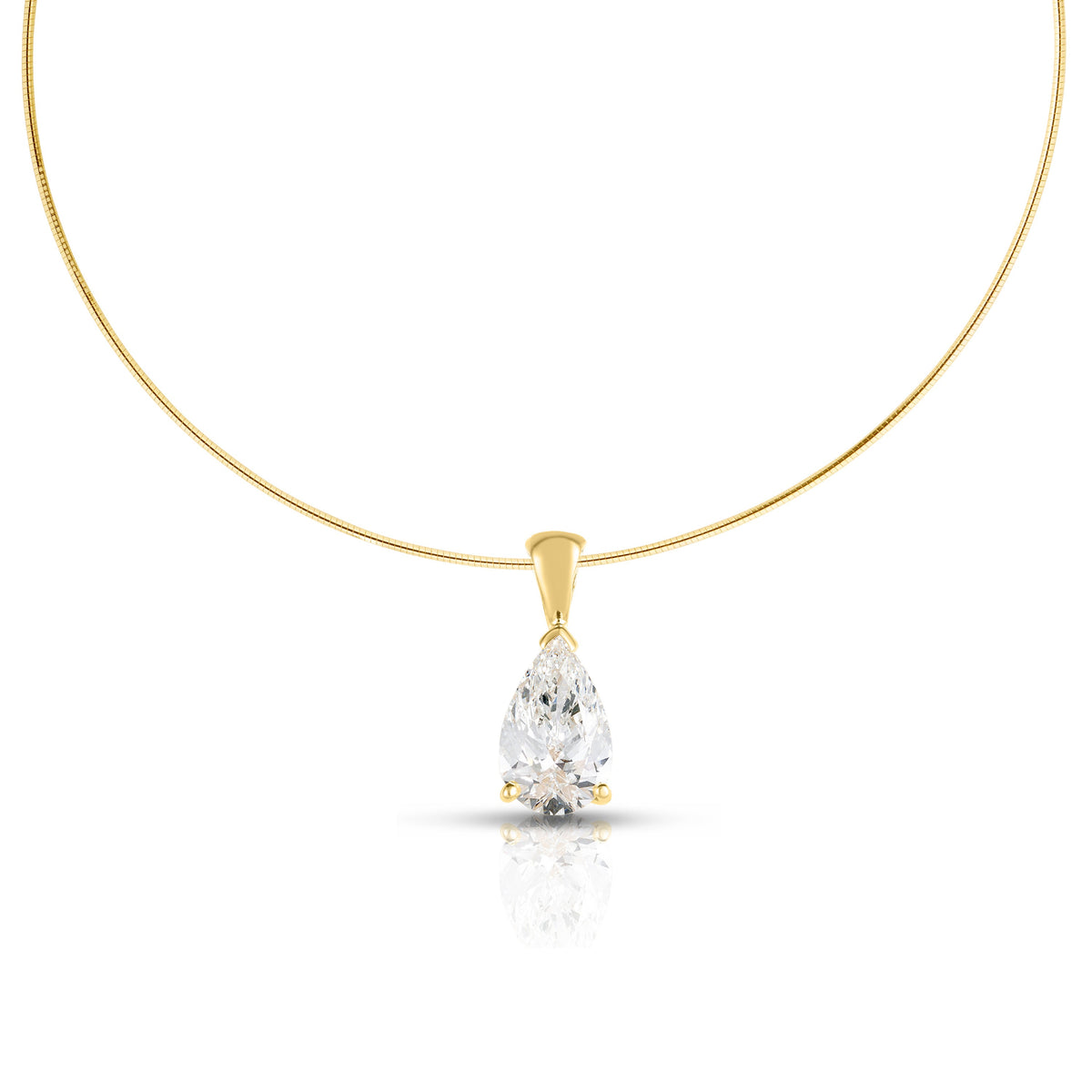 Pear Diamond Omega Necklace
