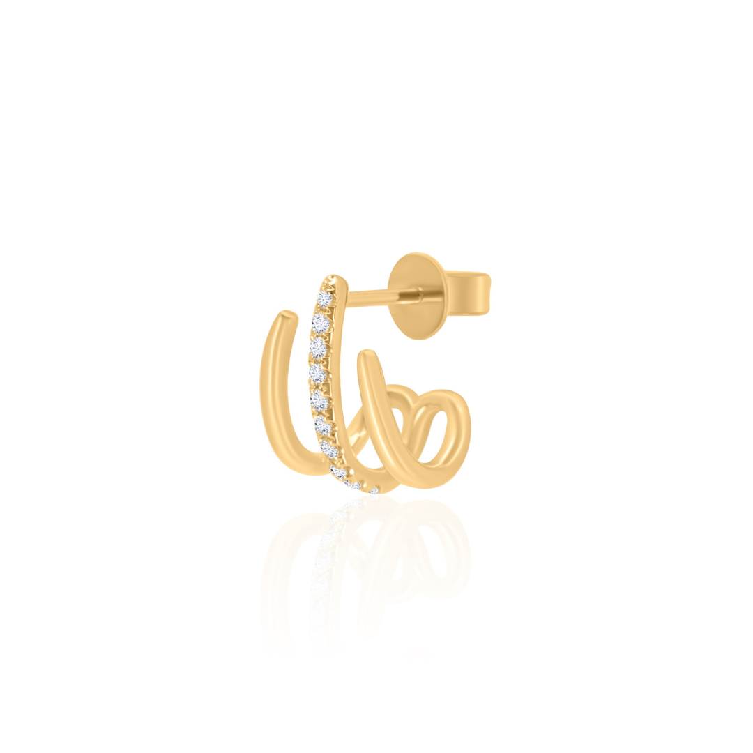 Gold Diamond Line Cage Earring