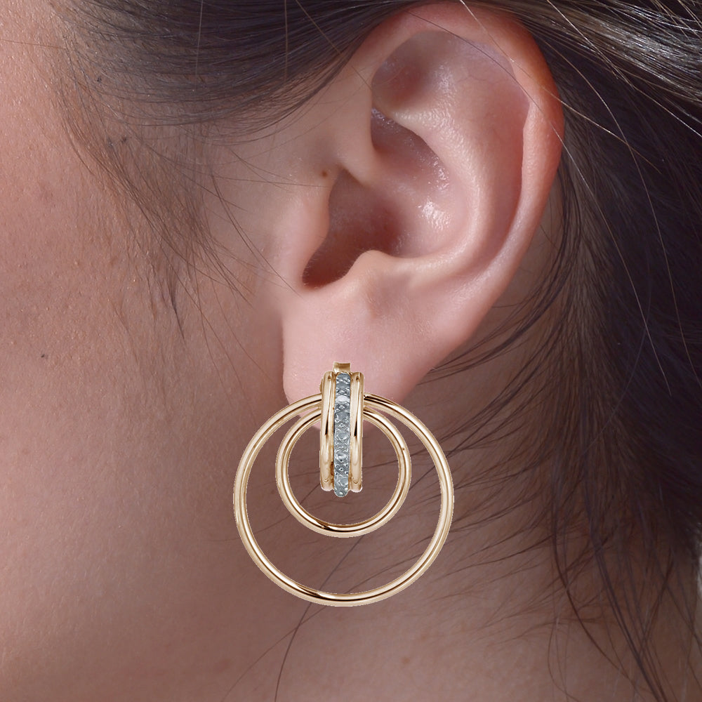 1/10 cttw Diamond Hoop Earrings Yellow Gold Plated Over Sterling Silver