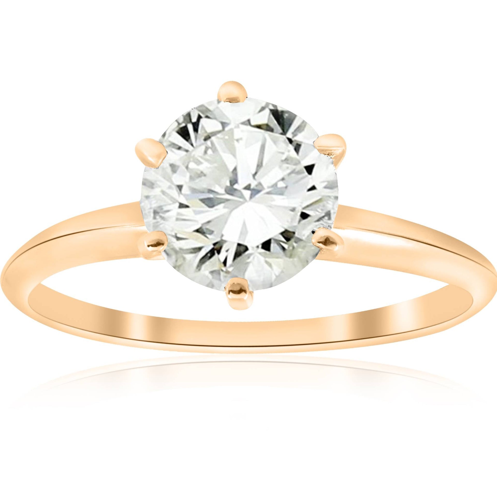 14k Yellow Gold 1 1/2 ct Round Solitaire Diamond Engagement Ring Lab Grown