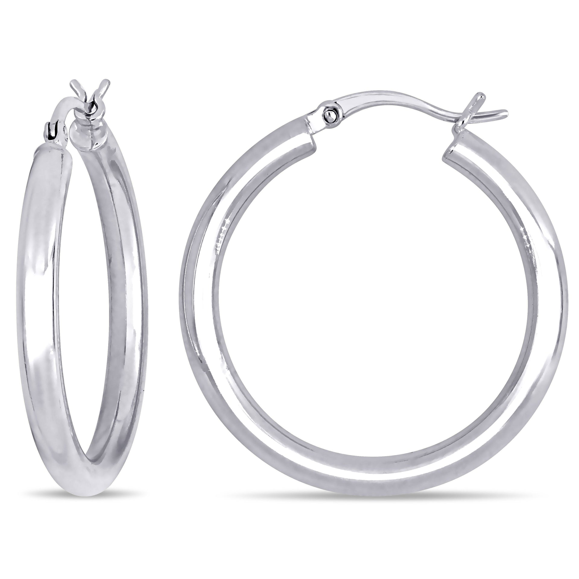 Mimi & Max 30mm Hoop Earrings in 10k White Gold (3mm Wide)