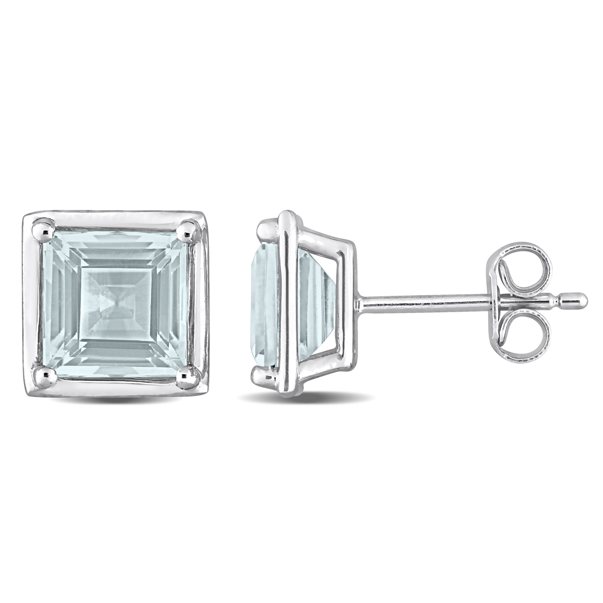 Mimi & Max 3ct TGW Aquamarine Bezel Style Square Stud Earrings in Sterling Silver