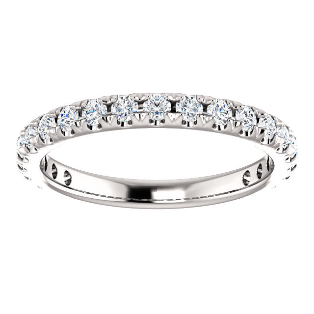 5/8 cttw Diamond Wedding Ring Womens Stackable French Set 14k White Gold Band