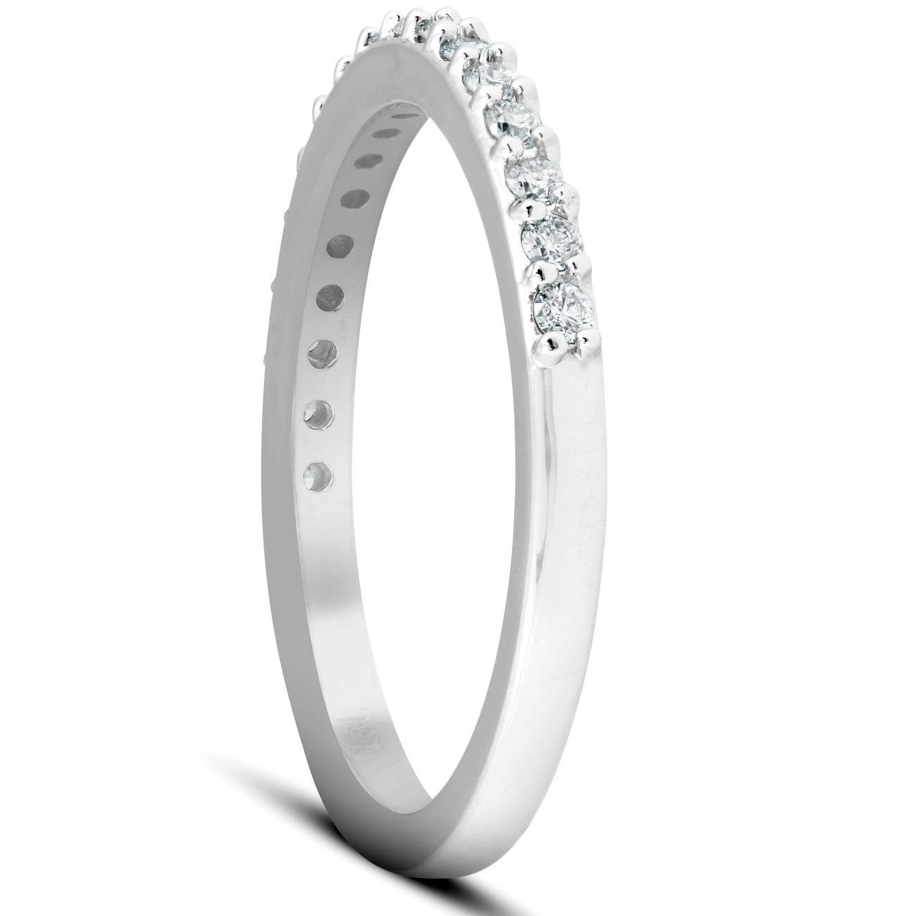 1/4Ct Diamond Ring Matching Stackable Engagement Band 14k White Gold