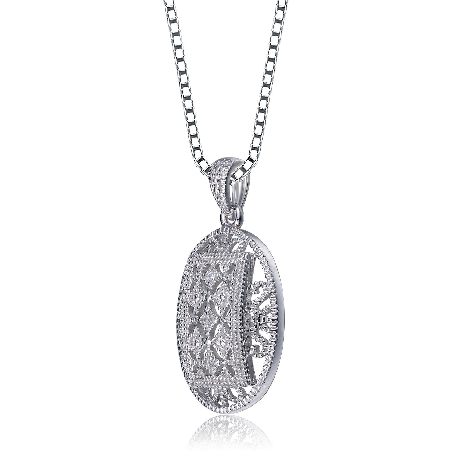 Filigree Oval Sterling Silver Pendant Bridesmaid Jewelry