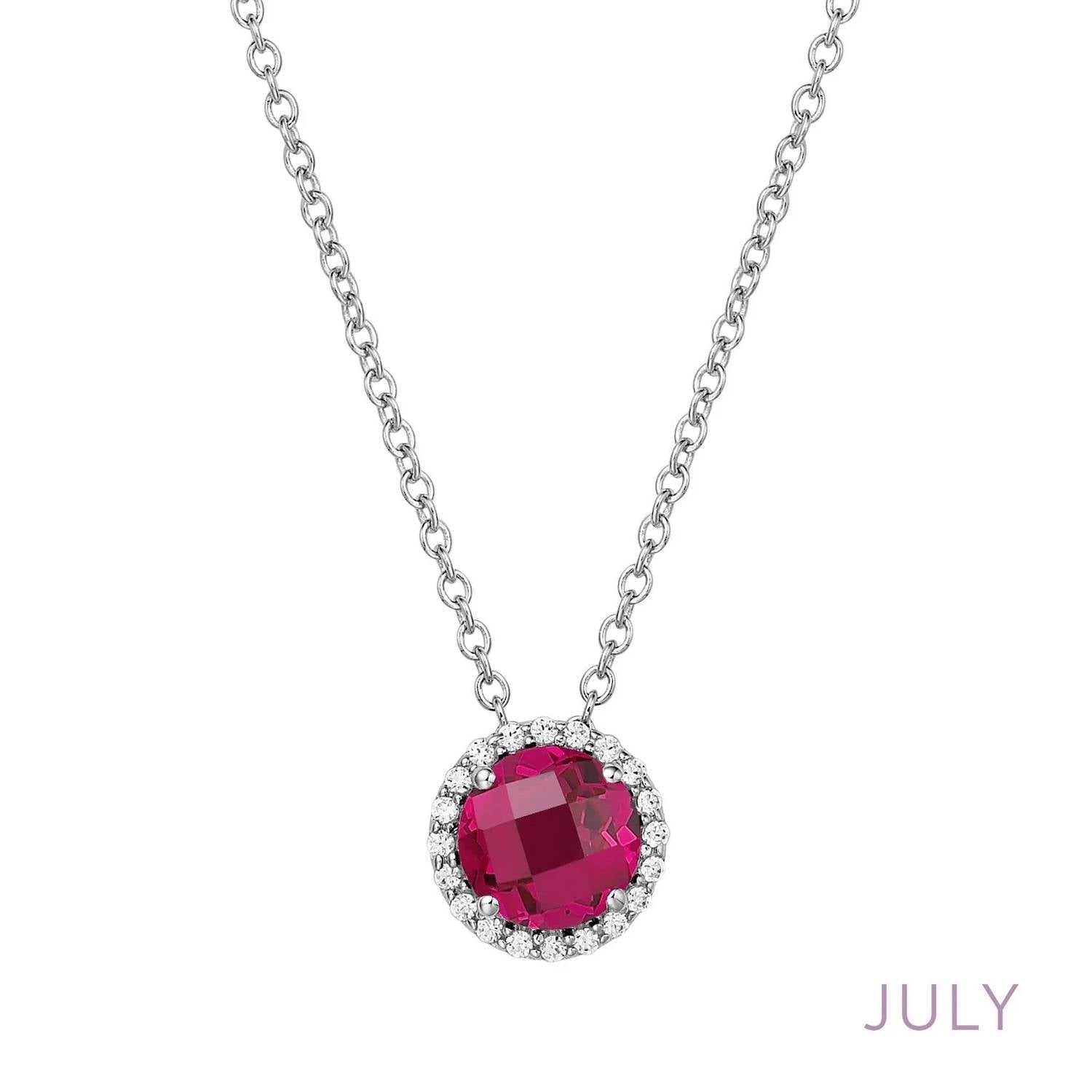 July Birthstone Necklace In Ruby/silver