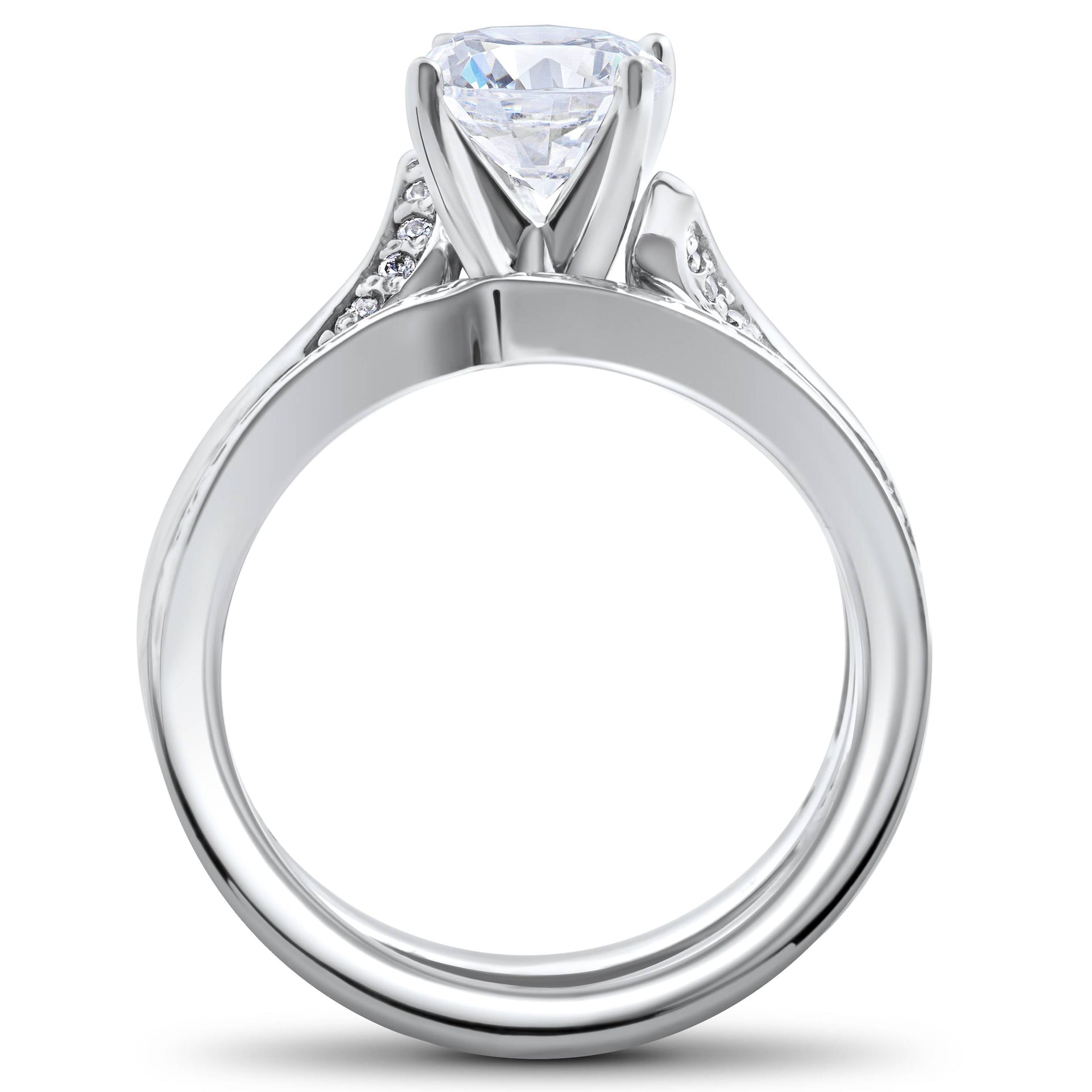 3/4ct Pave Diamond Twist Engagement Ring 14K White Gold