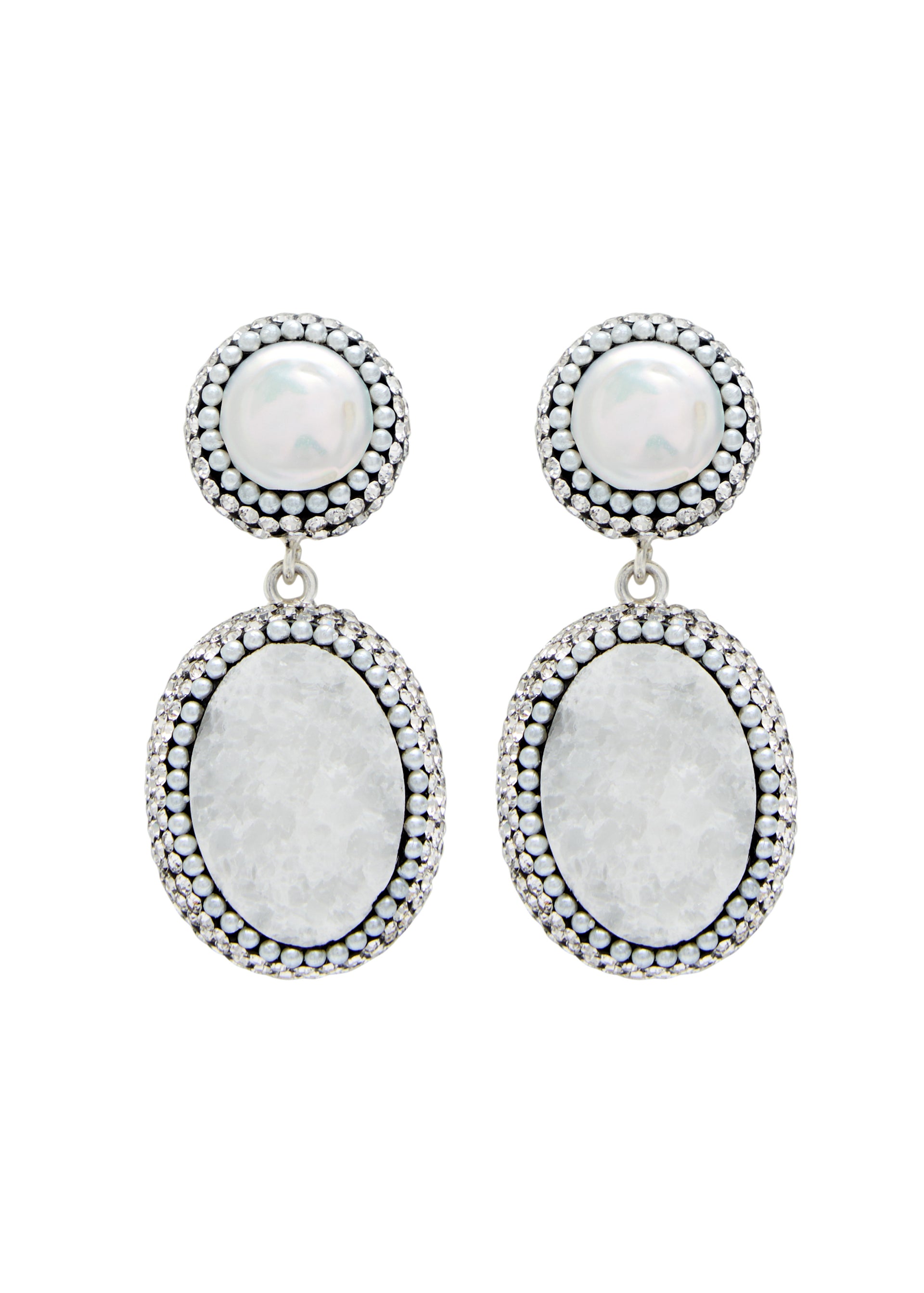 Baroque pearl and chalcedony sterling silver drop earrings