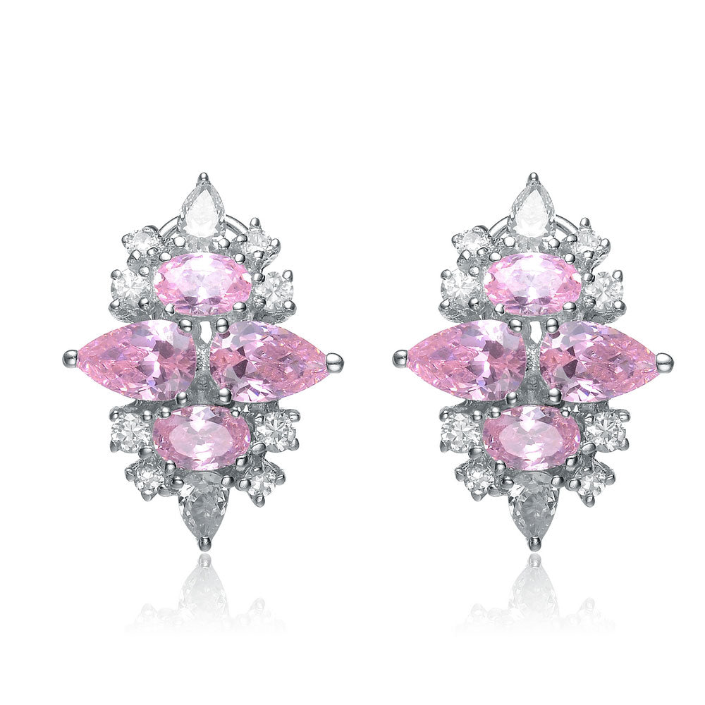Sterling Silver Pink Cubic Zirconia Stud Earrings