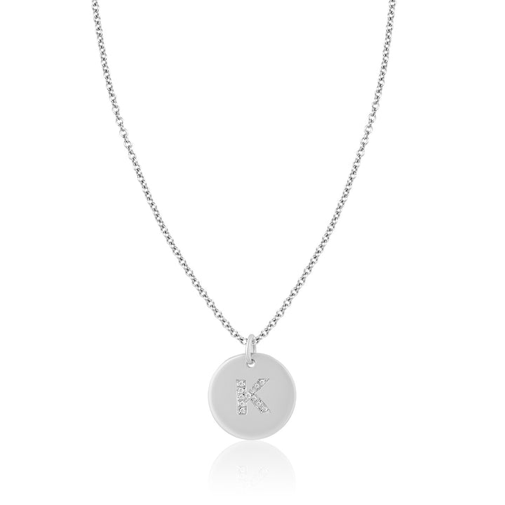 Diamond Letter Disc Gold Bale Necklace