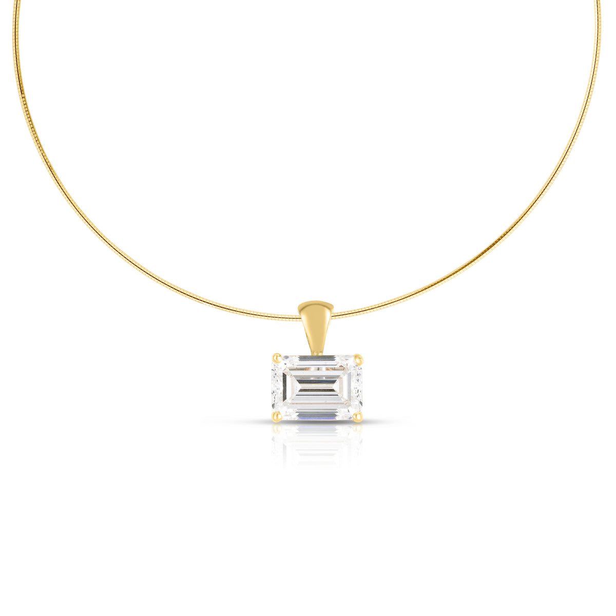 Emerald Cut Diamond Omega Necklace