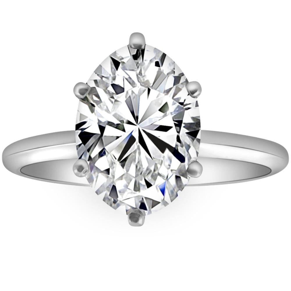 Certified 3CT Platinum Oval Diamond 6-Prong Solitaire Engagement Ring Lab Grown