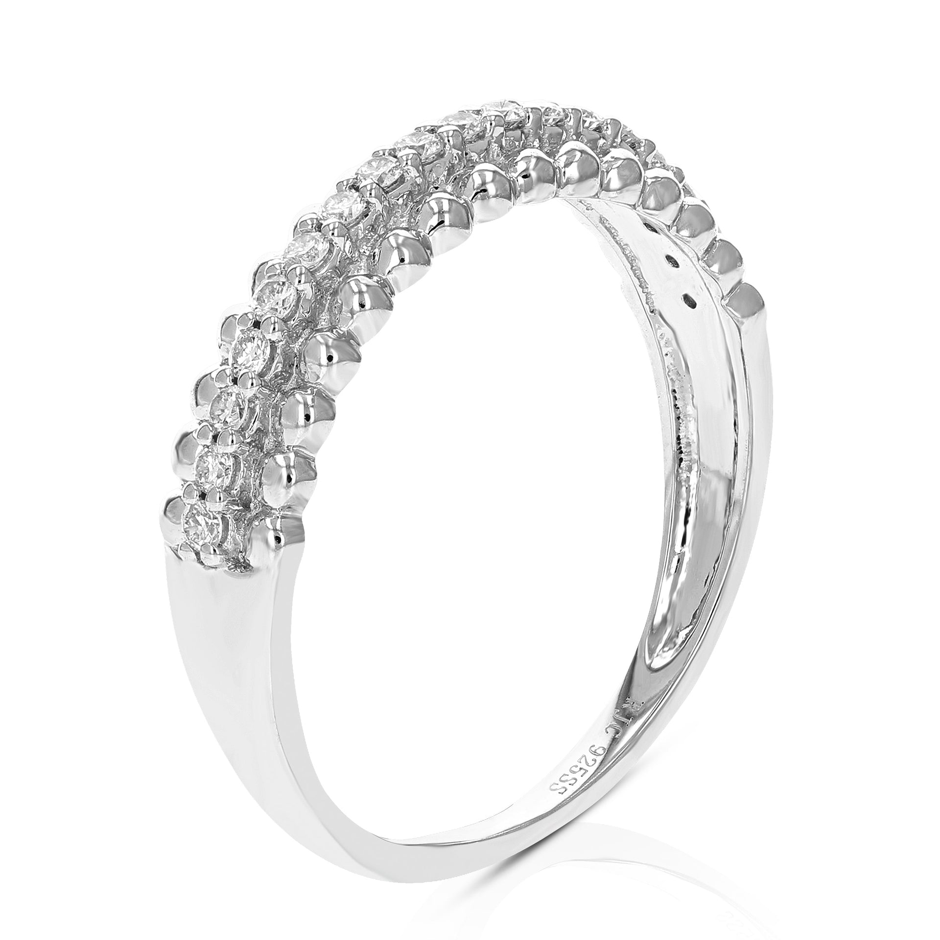 1/5 cttw 18 Stones Round Cut Lab Grown Diamond Wedding Band .925 Sterling Silver Prong