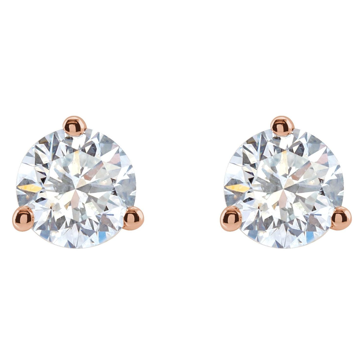 14K Gold 1ct Lab-grown Diamond Stud Earrings Clarity VS Color F-G