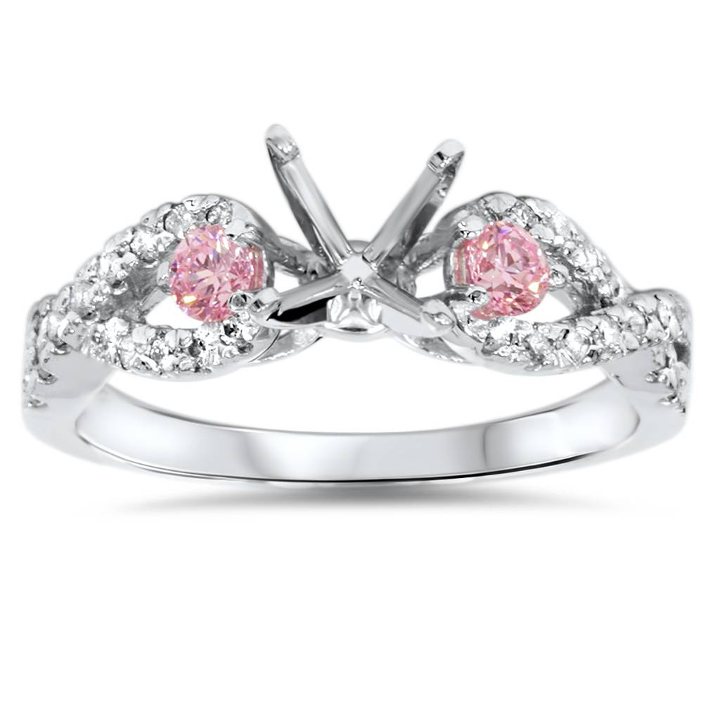 3/8 ct Pink Sapphire & Diamond Infinity Ring Setting 14K White Gold