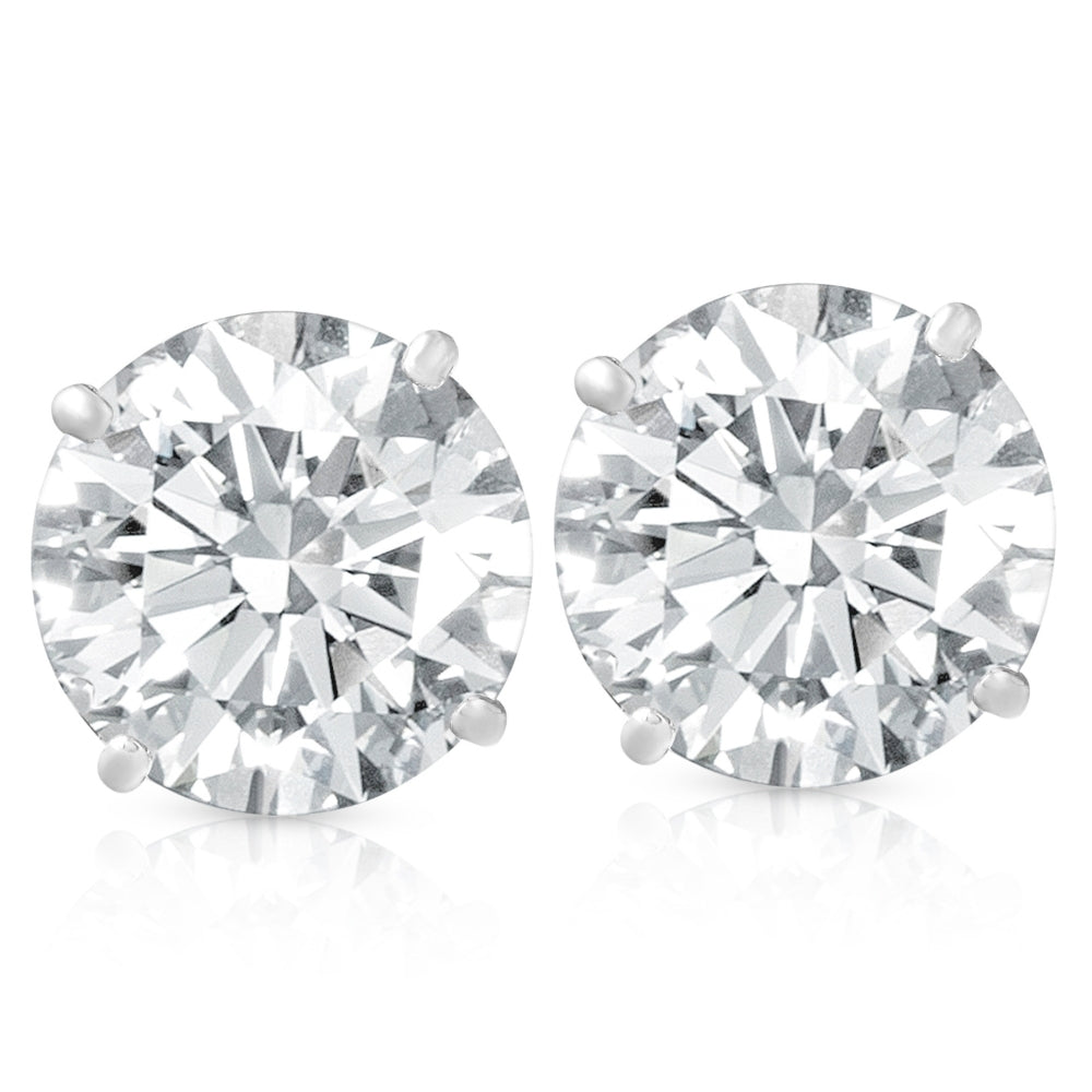 4 Ct TW Round Moissanite Studs 14k White Gold