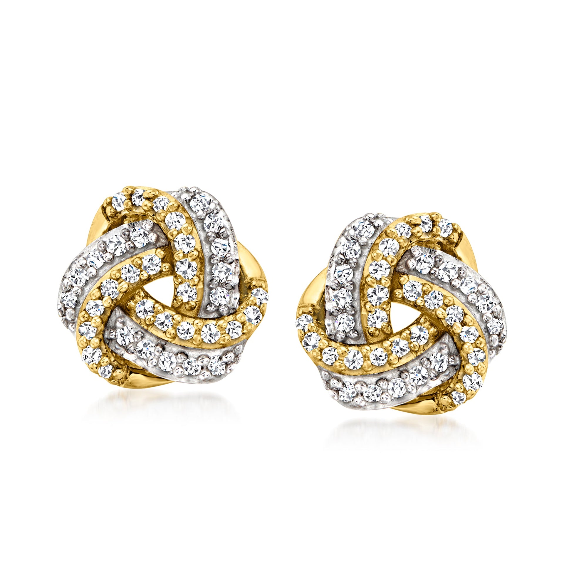 Diamond Love Knot Earrings in 10kt Yellow Gold