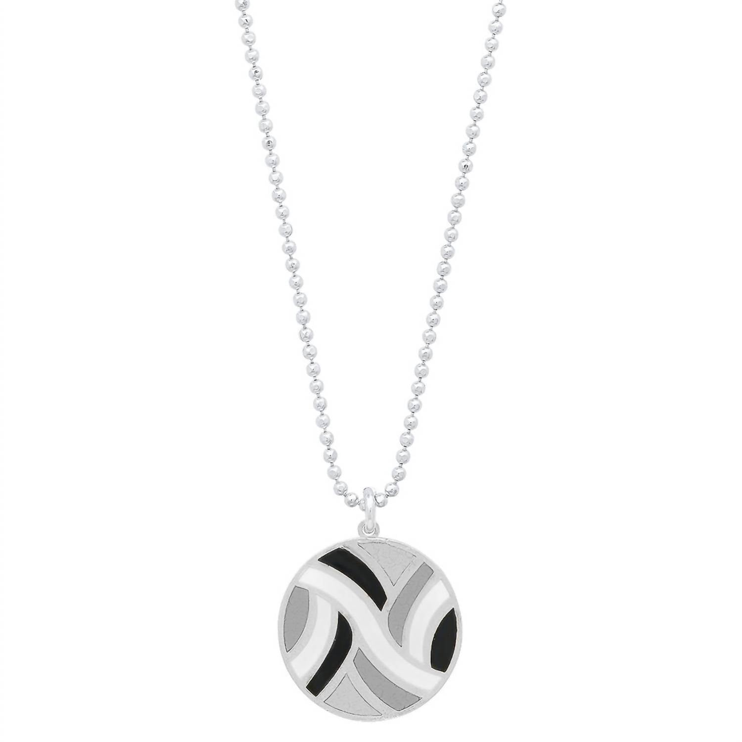 Women's Large Round Enameled 'swirl' Pendant Necklace In Sterling/neutrals