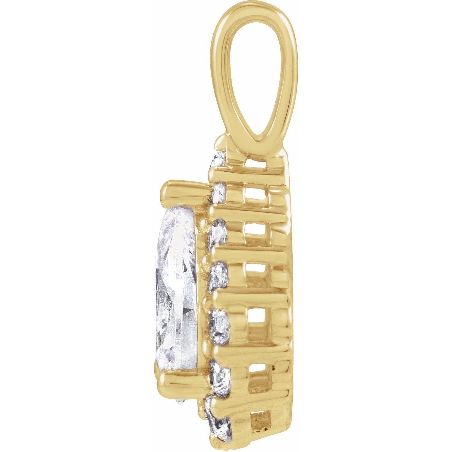 14k Yellow Gold 1 1/2ct Lab-grown Diamond Halo-style Pendant