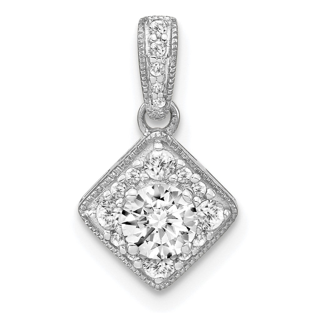 14K White Gold Lab Grown Diamond Square Vintage Pendant (0.51ct VS G-H)