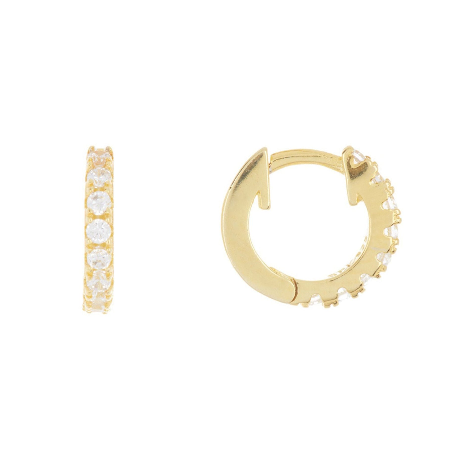 Adornia Crystal Huggie yellow gold plated silver