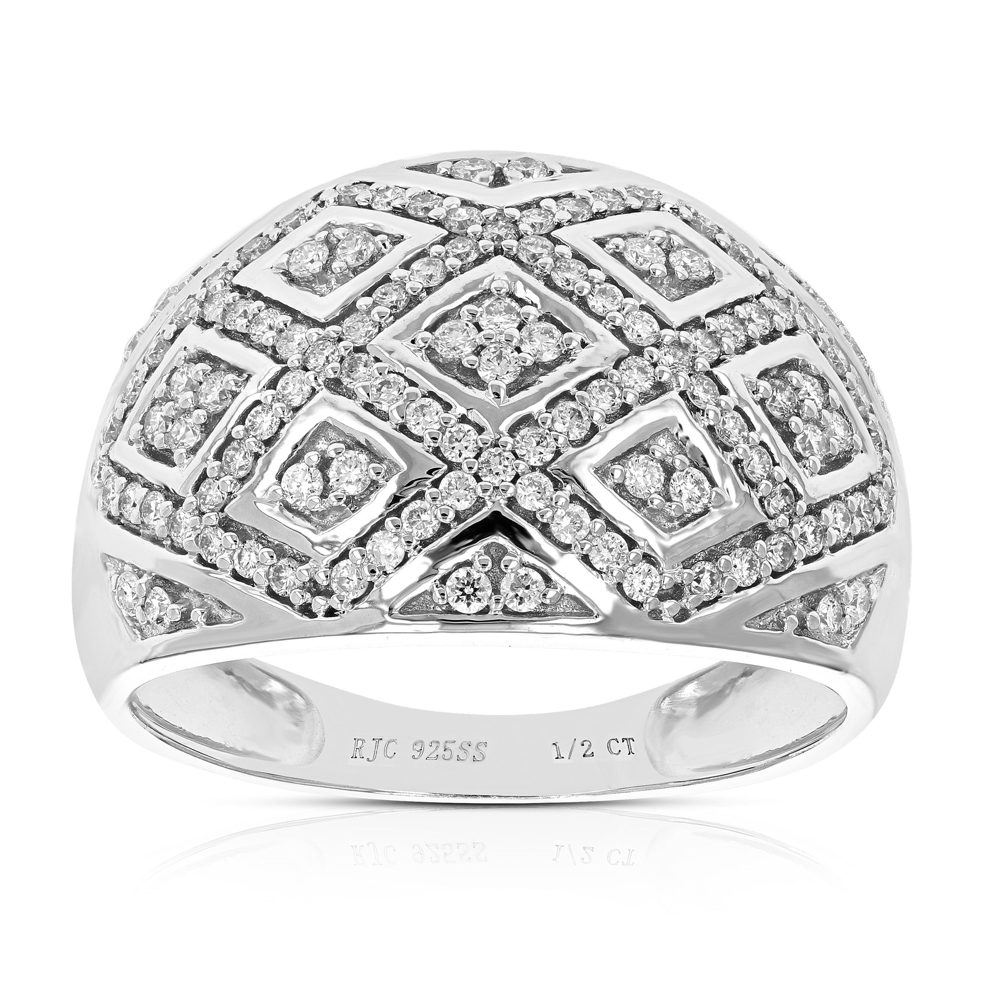 1/2 cttw Round Cut Lab Grown Diamond Engagement Ring .925 Sterling Silver Set