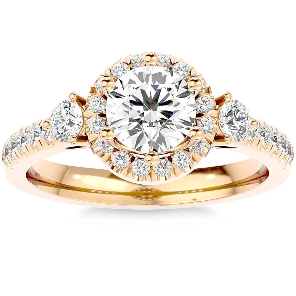1 1/2 ct Moissanite & Diamond Engagement Ring in White, Yellow, or Rose Gold