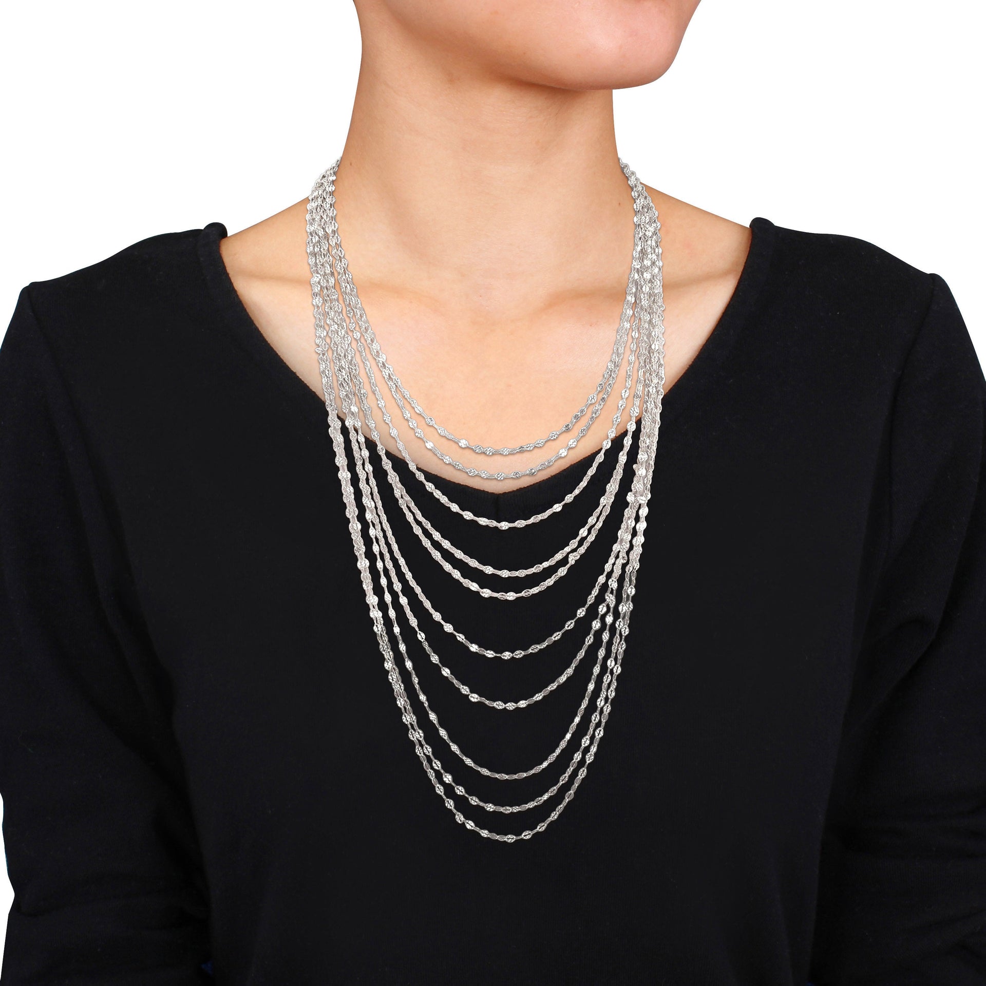 Mimi & Max Multi-Strand Chain Necklace in Sterling Silver - 18 in