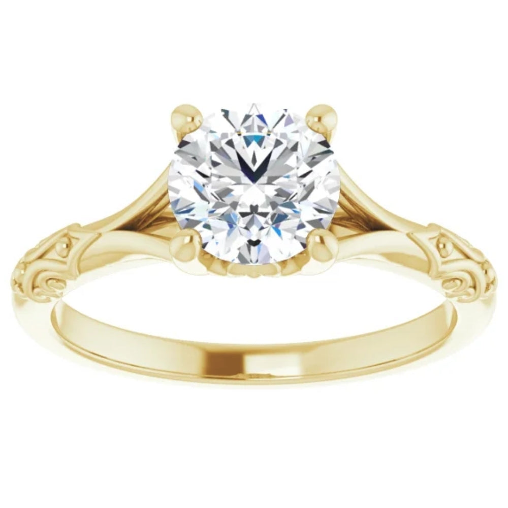 1 Ct Solitaire Diamond Engagement Ring 14k Yellow Gold Lab Grown