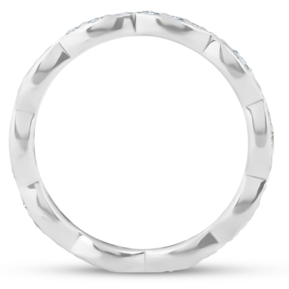 3/8 ct Diamond Vintage Eternity Ring Stackable Women's Wedding Band 14k White Gold
