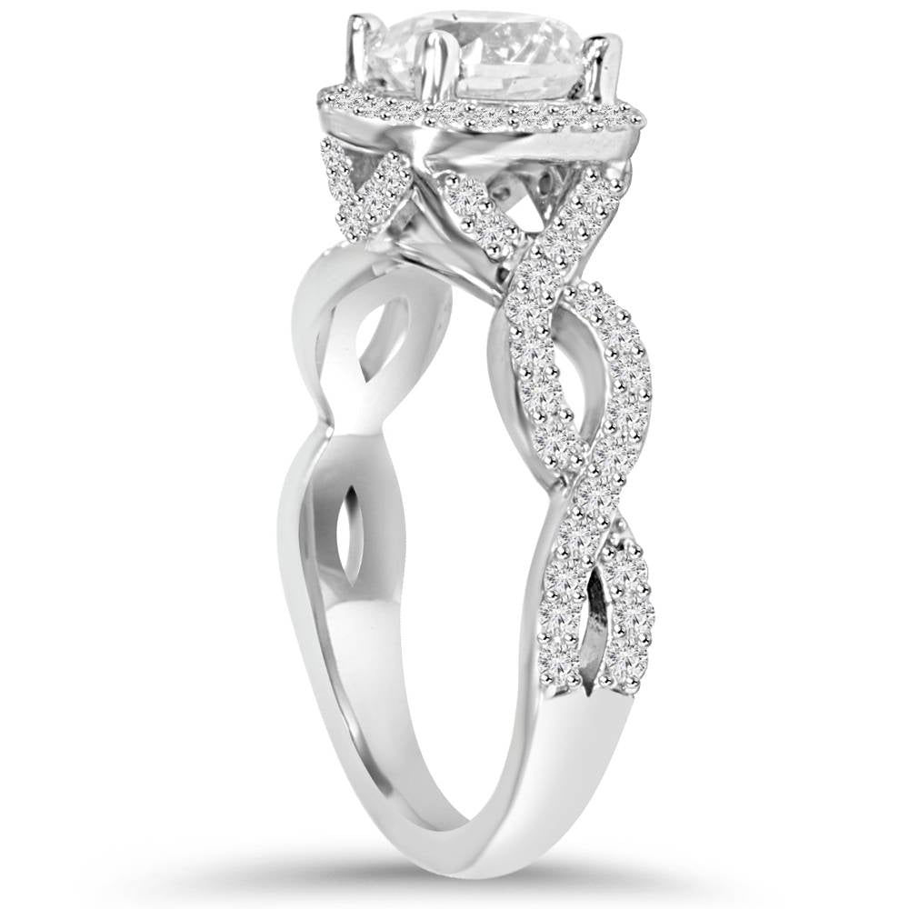 2.25CT Halo Infinity Diamond Engagement Ring 14K White Gold