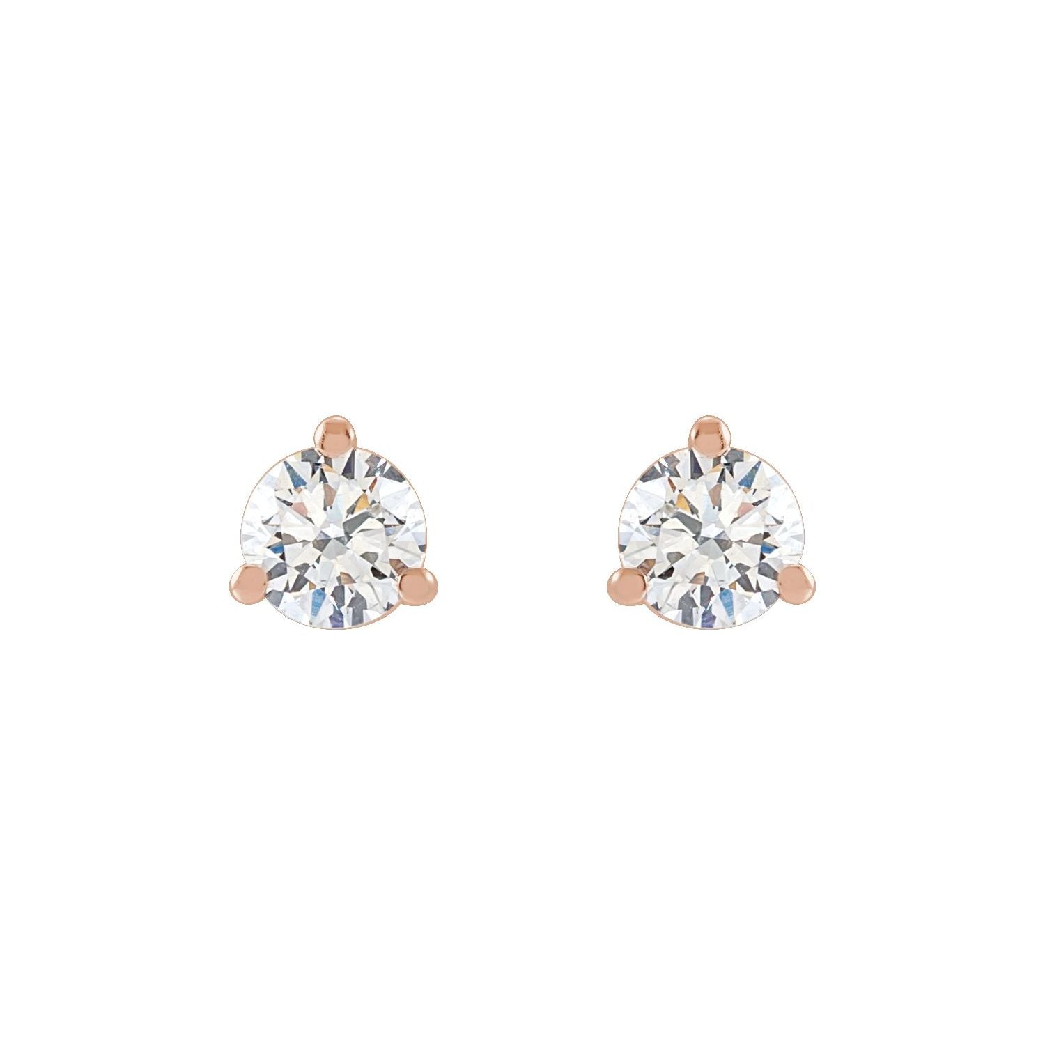 14K Gold 1/3ct Lab-grown Diamond Stud Earrings Clarity VS Color F-G