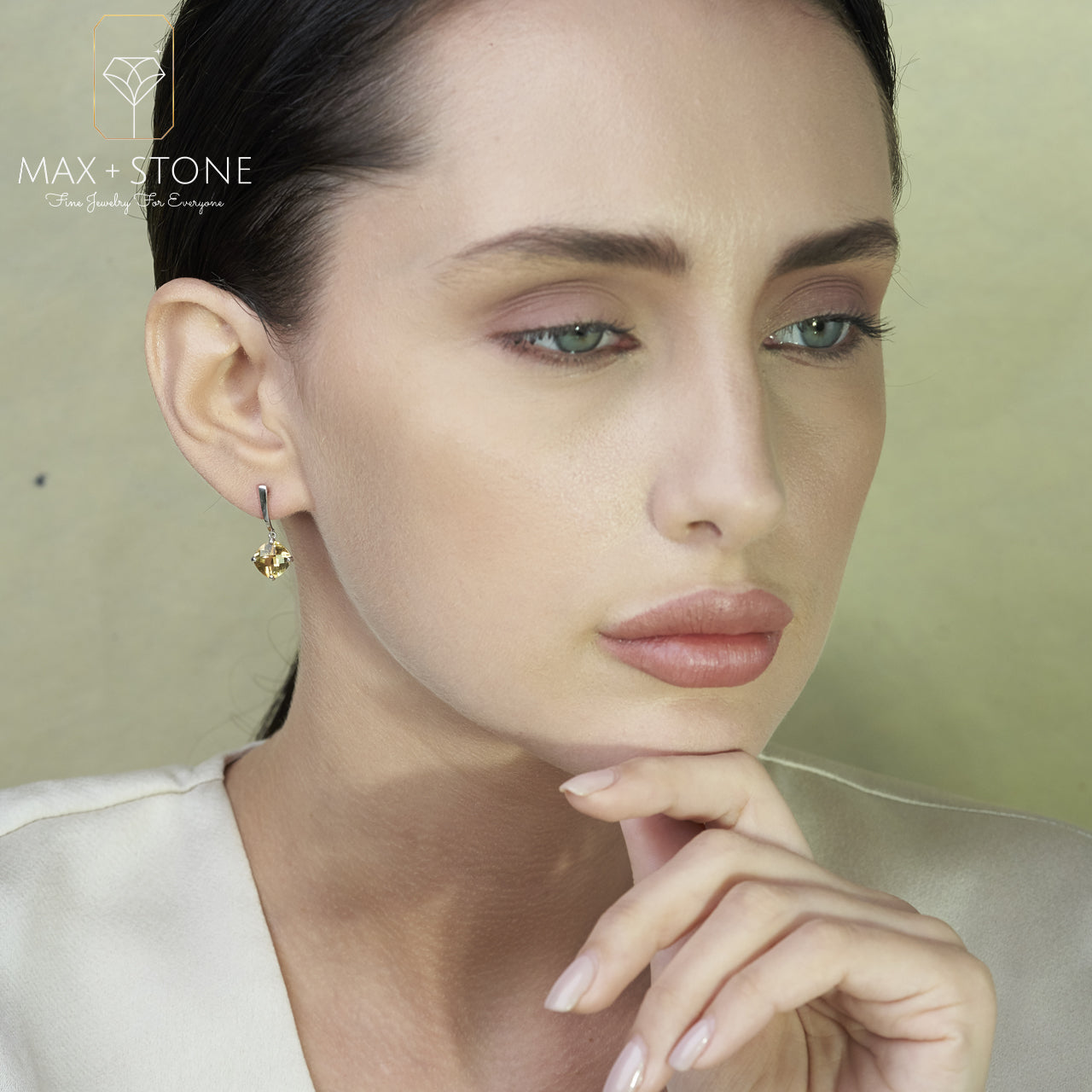 14k White Gold Solitaire Cushion-Cut Gemstone Drop Earrings (8mm)